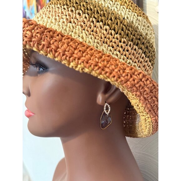 Large Black Stone Chain Crystals Earrings - Picture 6 of 6